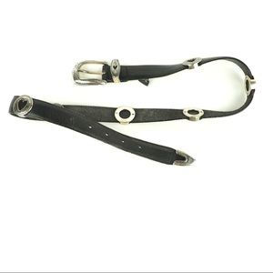 Vintage Brighton black leather silver heart belt S